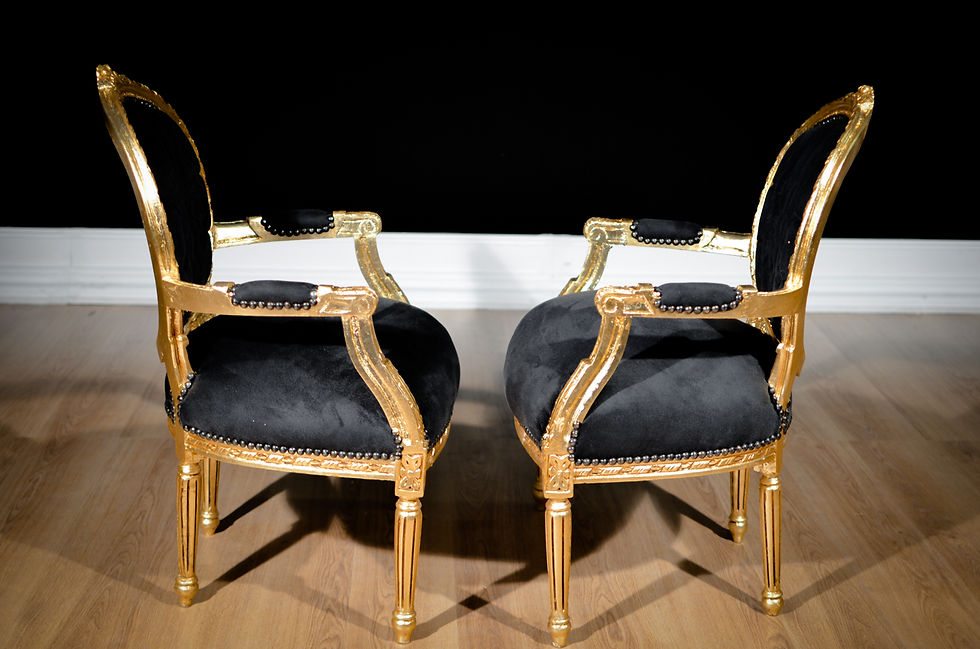 Miniatura: Coppia di Poltrone Oro Capitonnè Nero