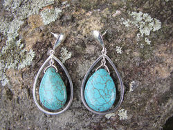 Brincos prata e turquesa