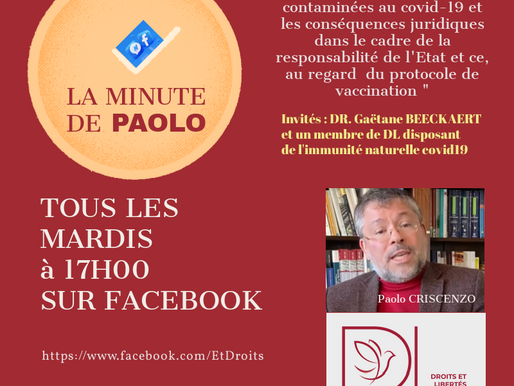 Thème :"L'immunité naturelle des personnes contaminées au covid-19 et la responsabilité de l'Etat .