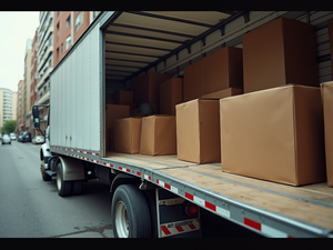 Open truck with boxes packed