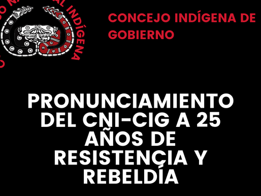 PRONUNCIAMIENTO DEL CNI-CIG A 25 AÑOS DE RESISTENCIA Y REBELDÍA