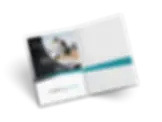 folder mockup showcasing design for all dogs unleashed with a one pager placed in pocket