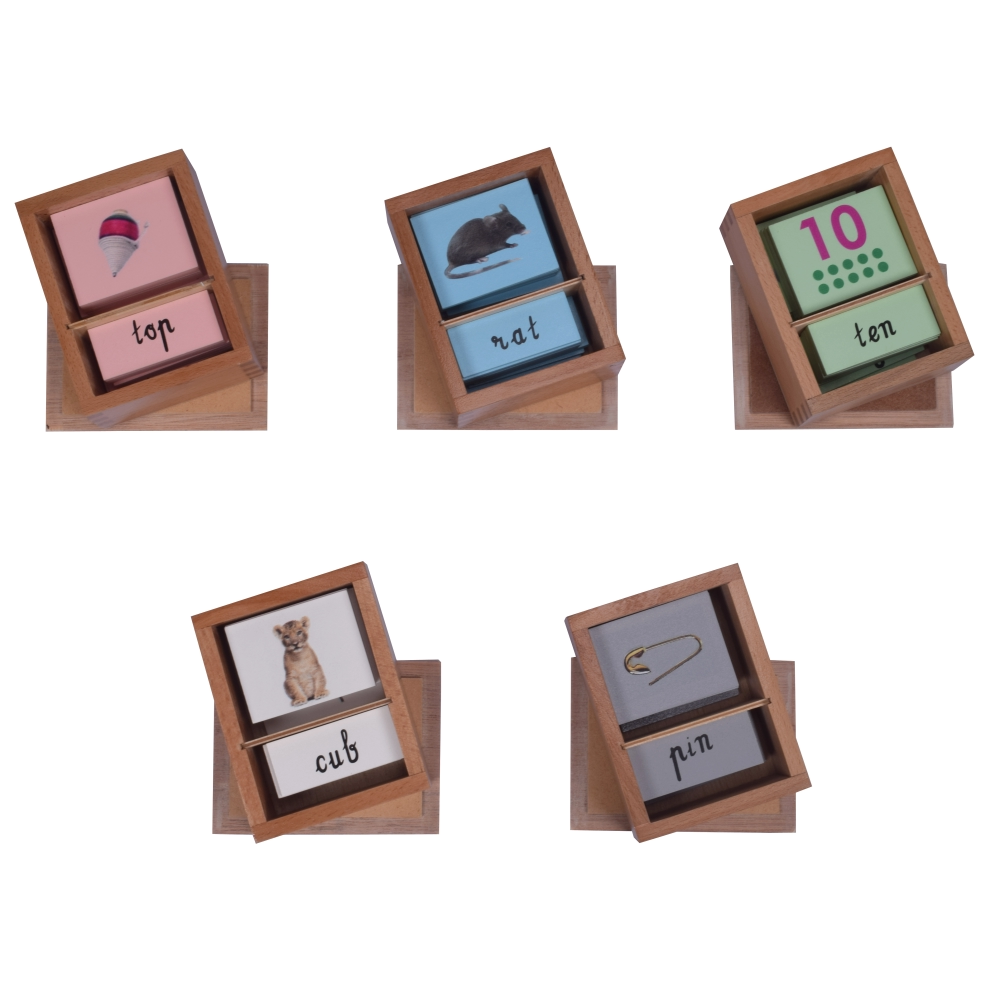 Vowel Boxes Cursive (2 Part Cards)