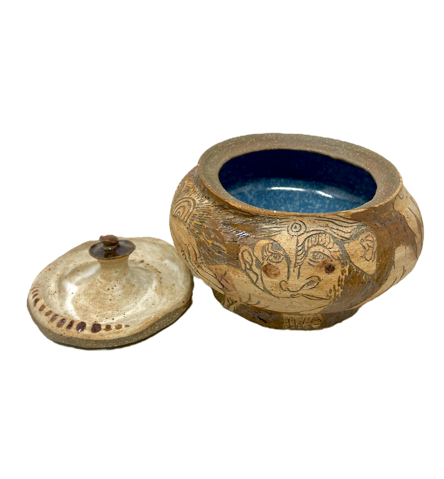 Lidded Narritave, Ceramic & High Fire Glaze, 2023