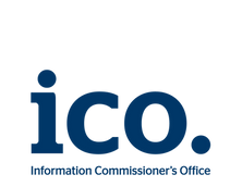 Dark blue ICO logo on black background, short term Apartment. Hostroo