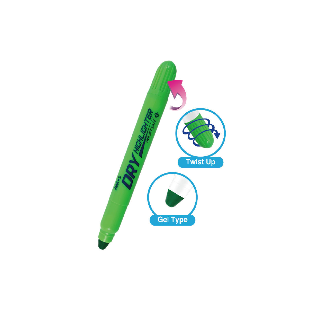 Amos Dry Highlighter Fluoro Green