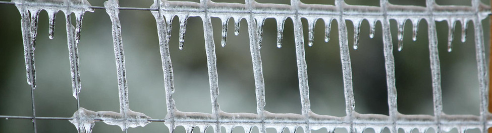 icicles on fence from freezing rain