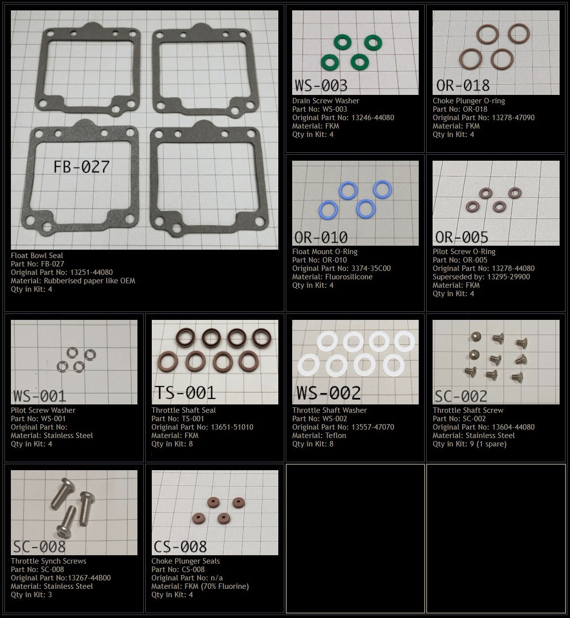 Suzuki GS550 1979-1982 Motorcycle Carburettor Seal Repair Kit