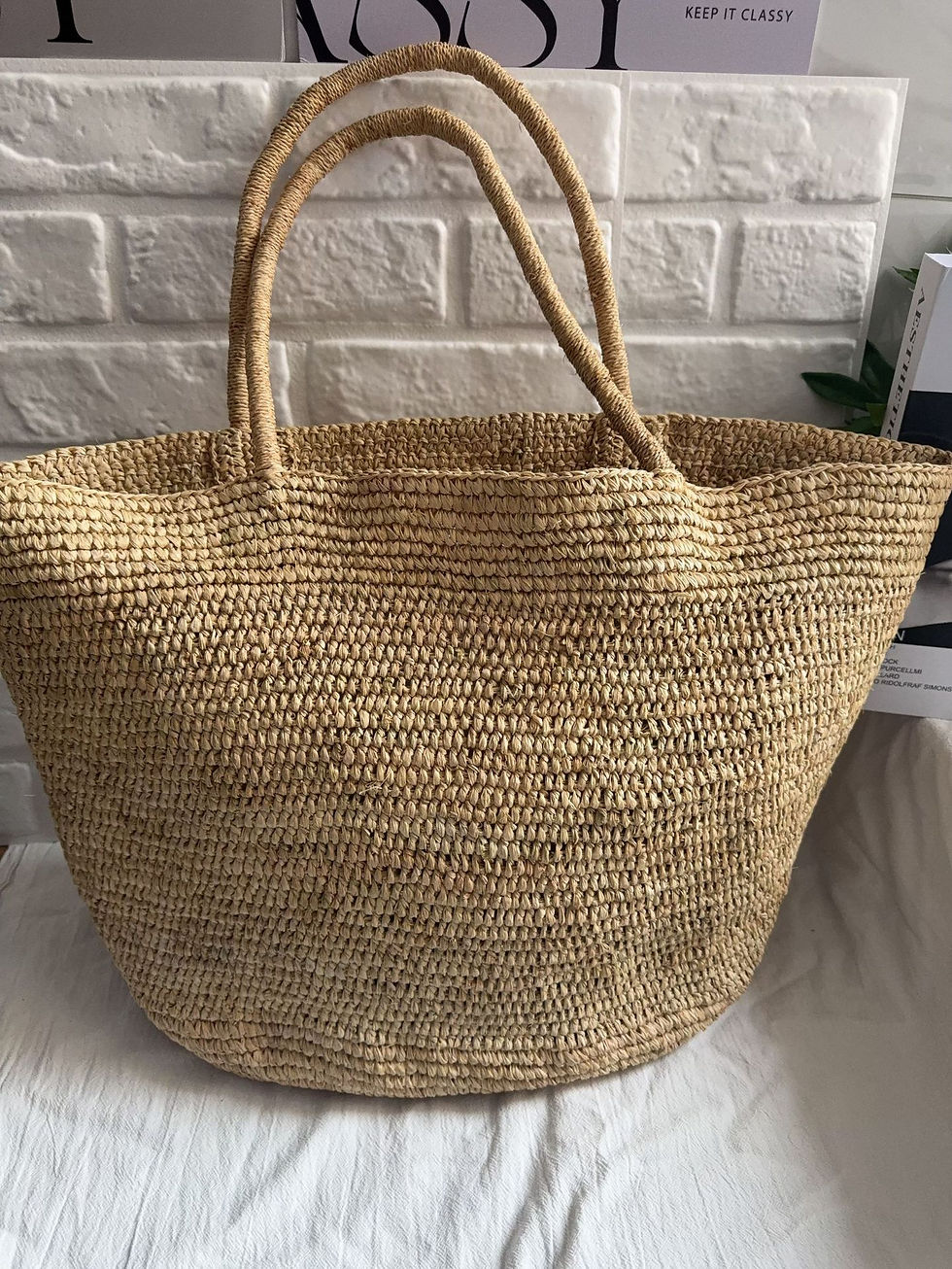 Thumbnail: 2026 Large Handwoven Rattan Tote Bag for Women Natural Straw Beach Bag Purse Lux