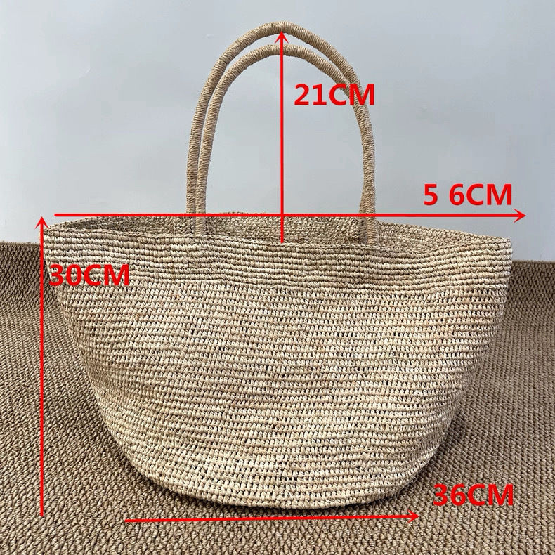 Thumbnail: 2026 Large Handwoven Rattan Tote Bag for Women Natural Straw Beach Bag Purse Lux