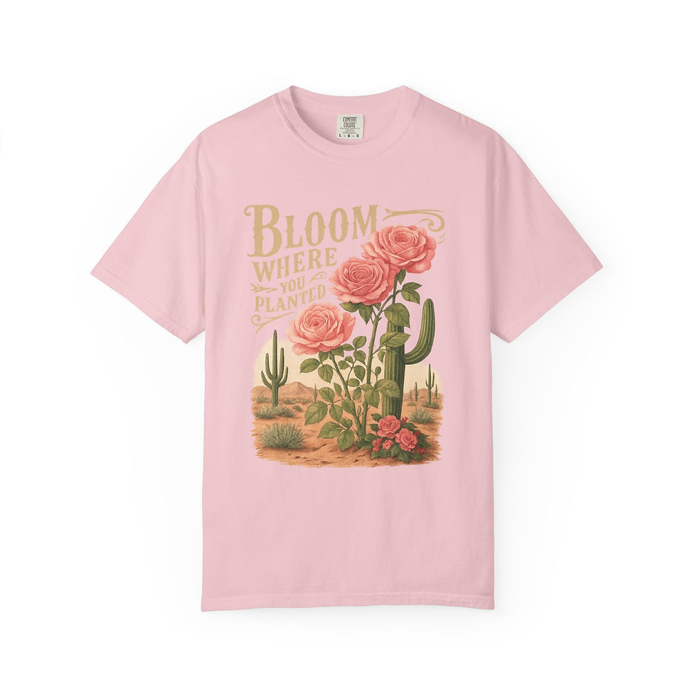 Thumbnail: T-Shirt — "Bloom Where You’re Planted" Desert Rose Graphic