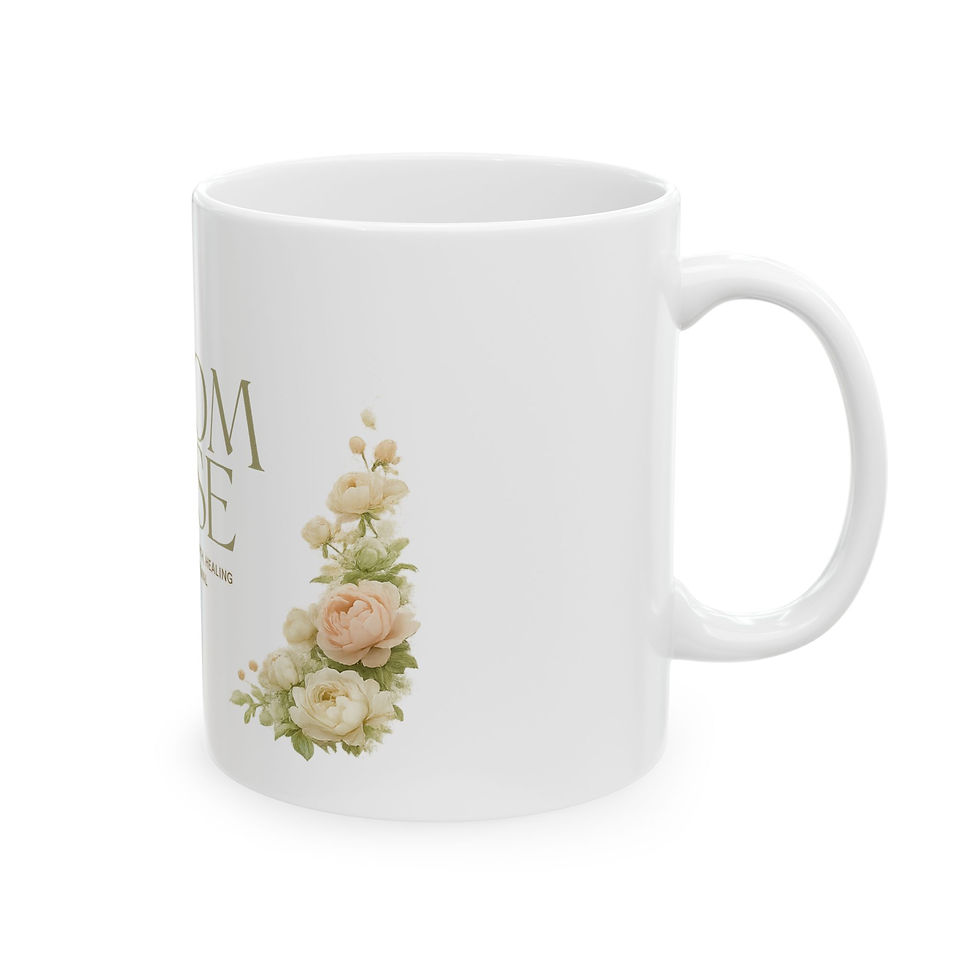 Thumbnail: Bloom & Rise Ceramic Mug — Inspirational Floral Coffee Cup (11oz, 15oz)