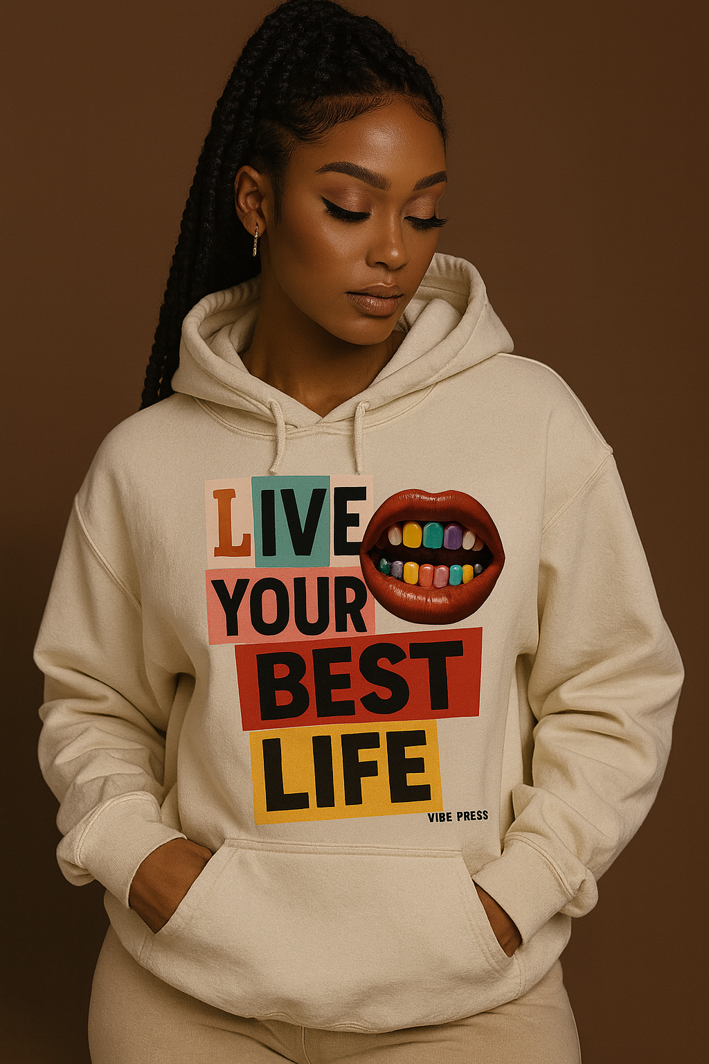 Live Your Best Life Hoodie — Retro Pop Graphic Pullover