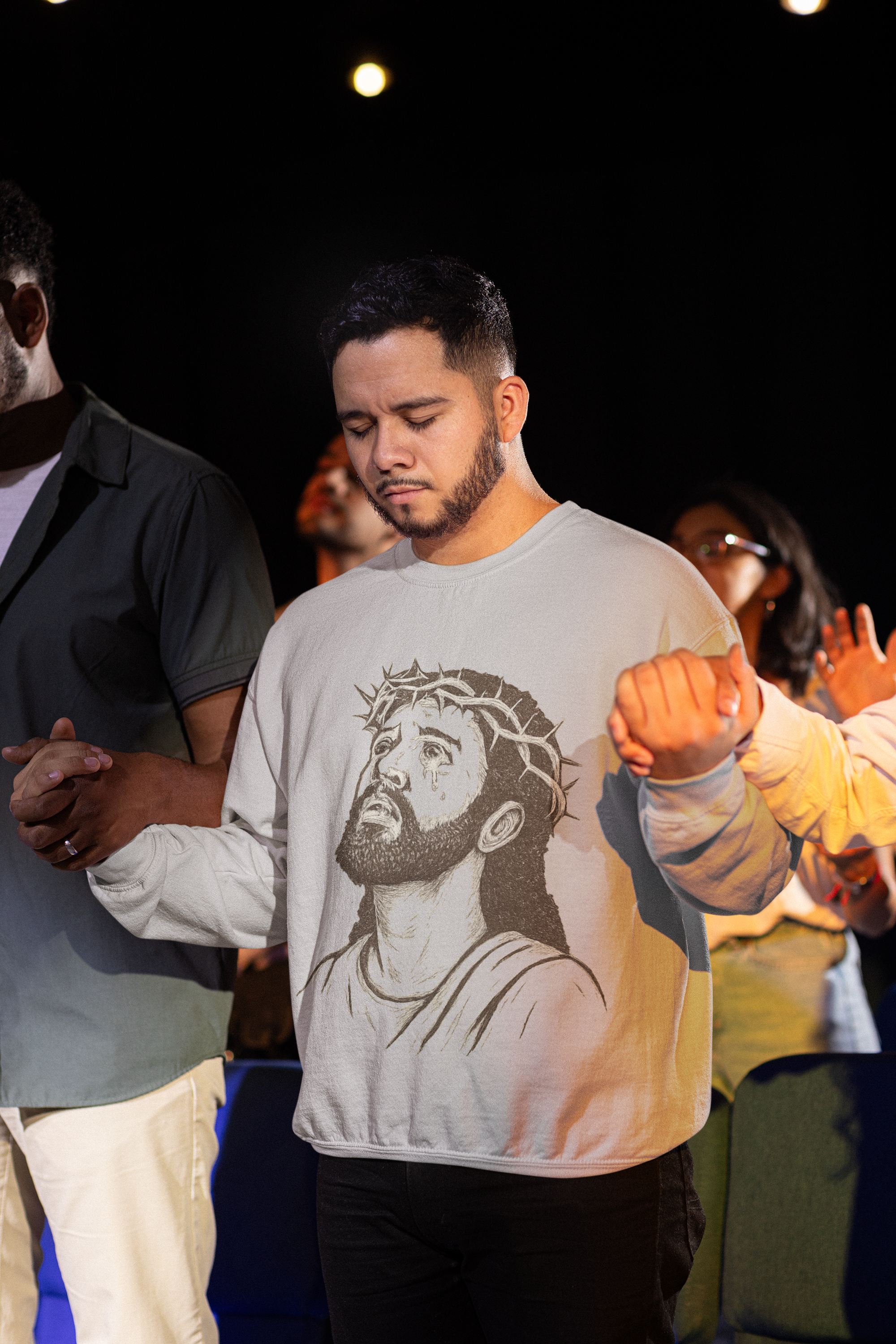 Jesus With Crown of Thorns Sweatshirt — Christian Inspirational Crewneck