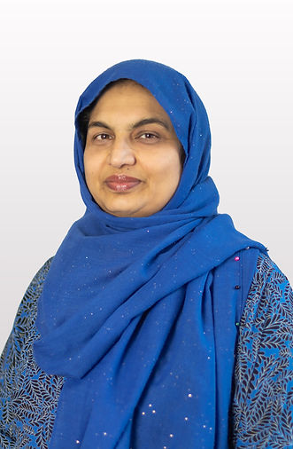 Portrait of a woman wearing a blue coloured shayla.