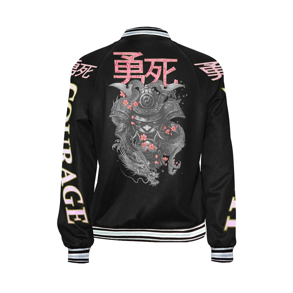 Thumbnail: DEATH AND COURAGE All Over Print Bomber Jacket for Women (Model H21)