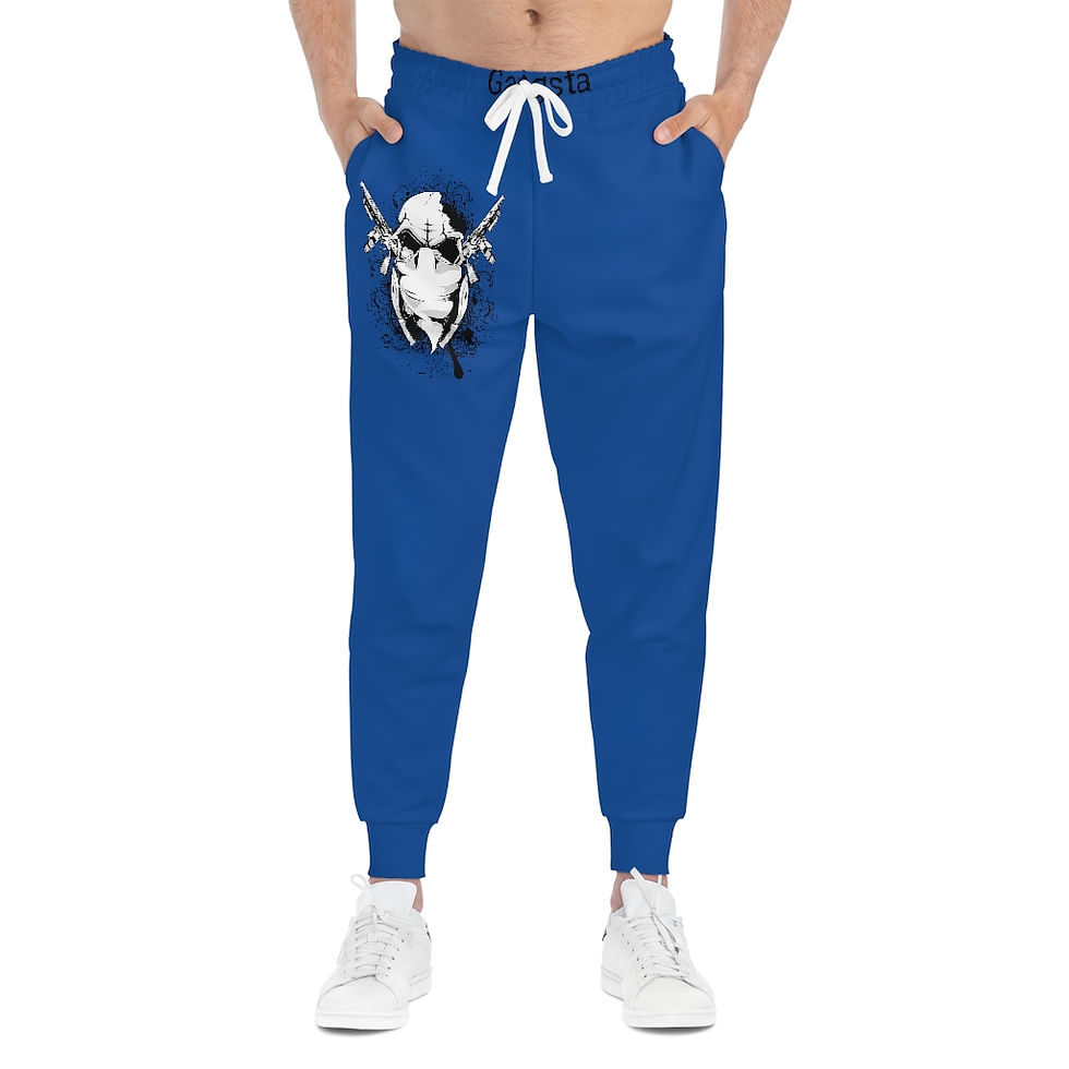 Thumbnail: Unisex Blue Gangsta Athletic Joggers (AOP)