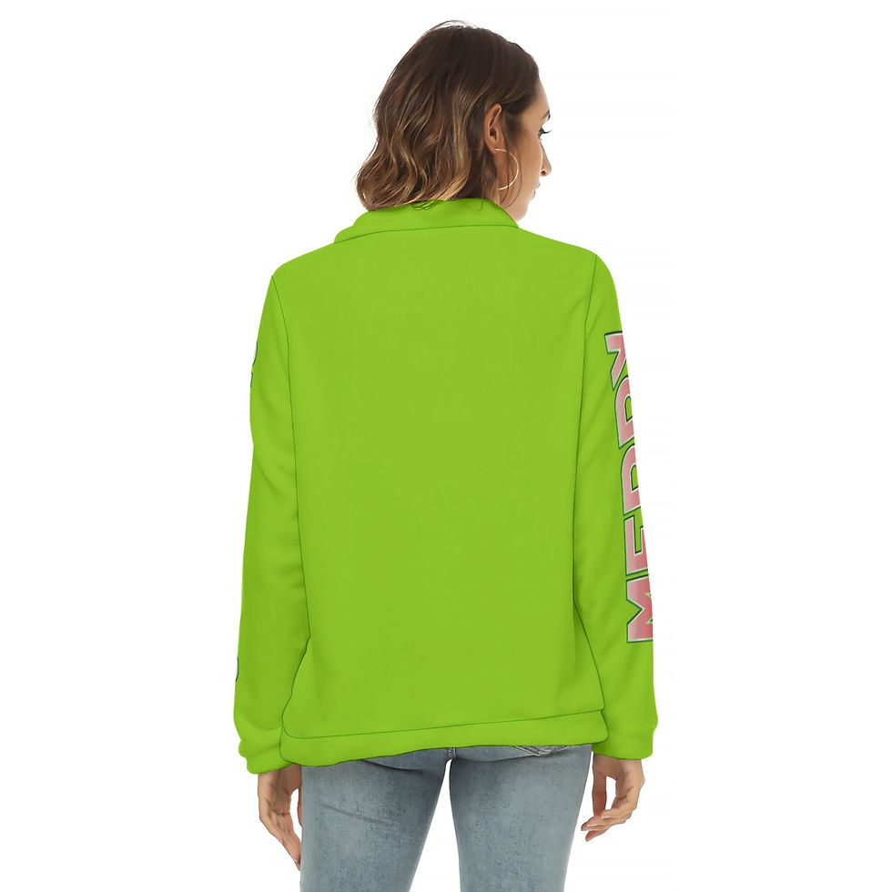Thumbnail: Grinchy Women's Borg Fleece Sweatshirt With Half Zip