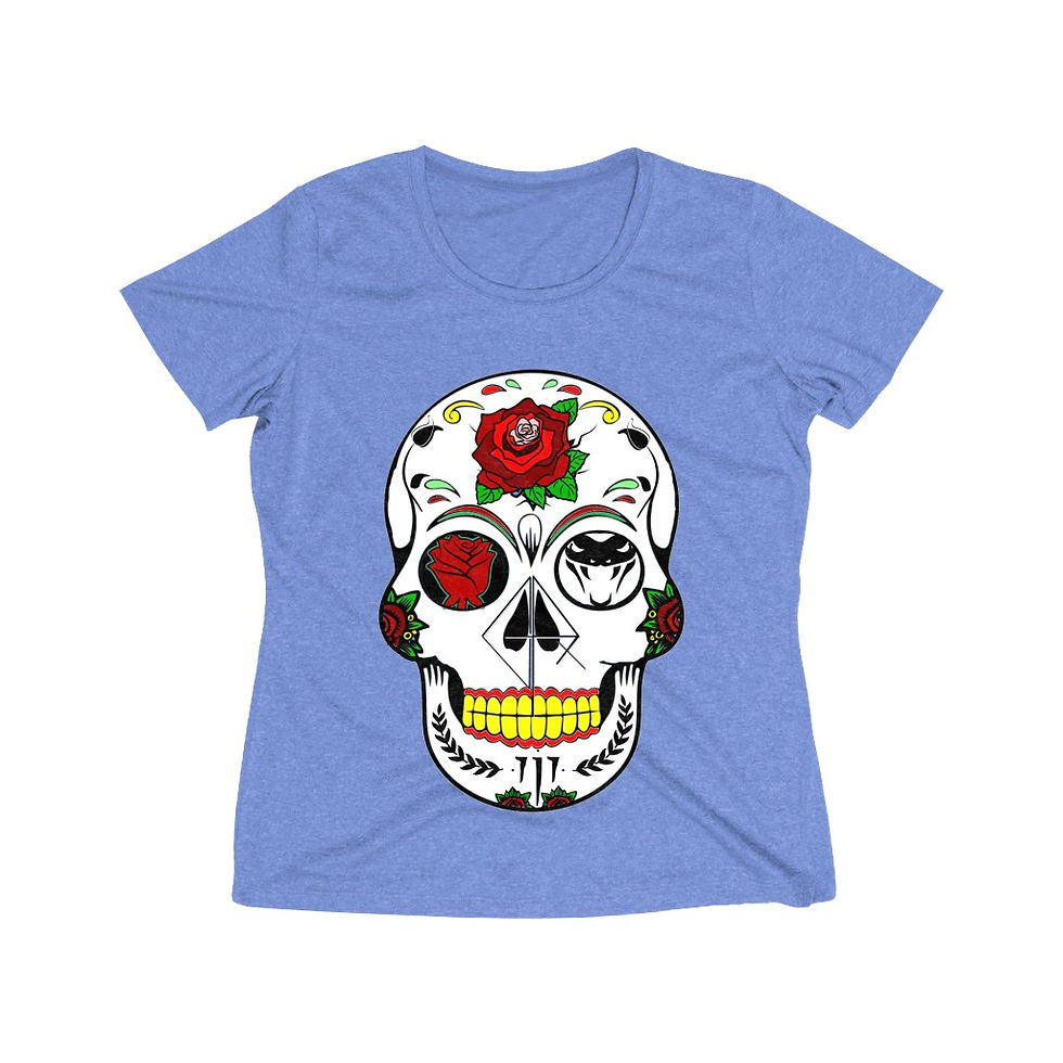 Thumbnail: Rose Sugar Skull Women's Heather Wicking Tee