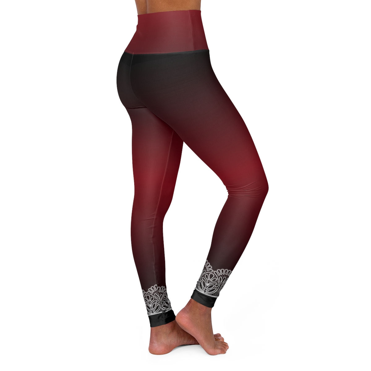 Crimson High Waisted Yoga Leggings