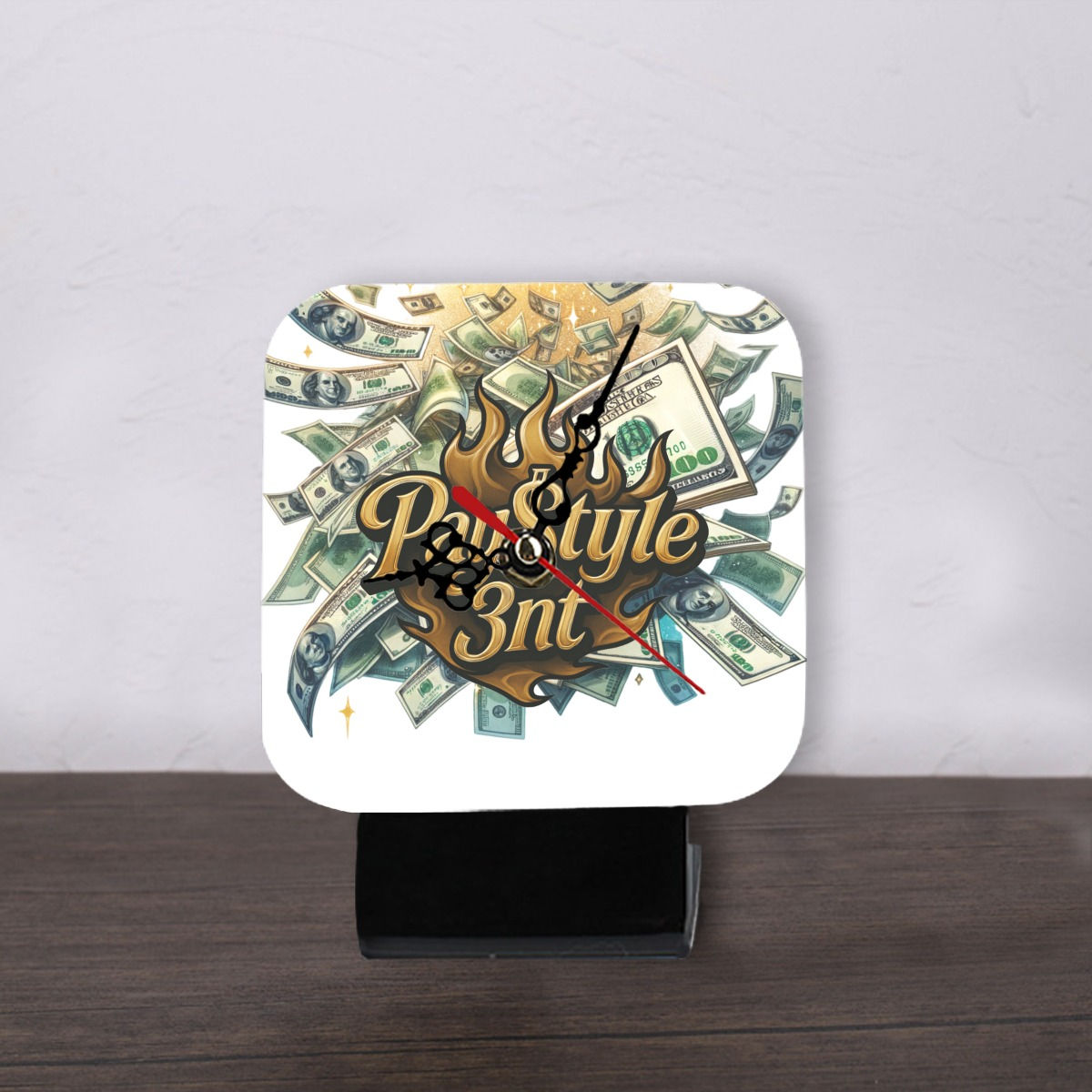 Pay$tyle 3nt.Square Shape Wood Clock