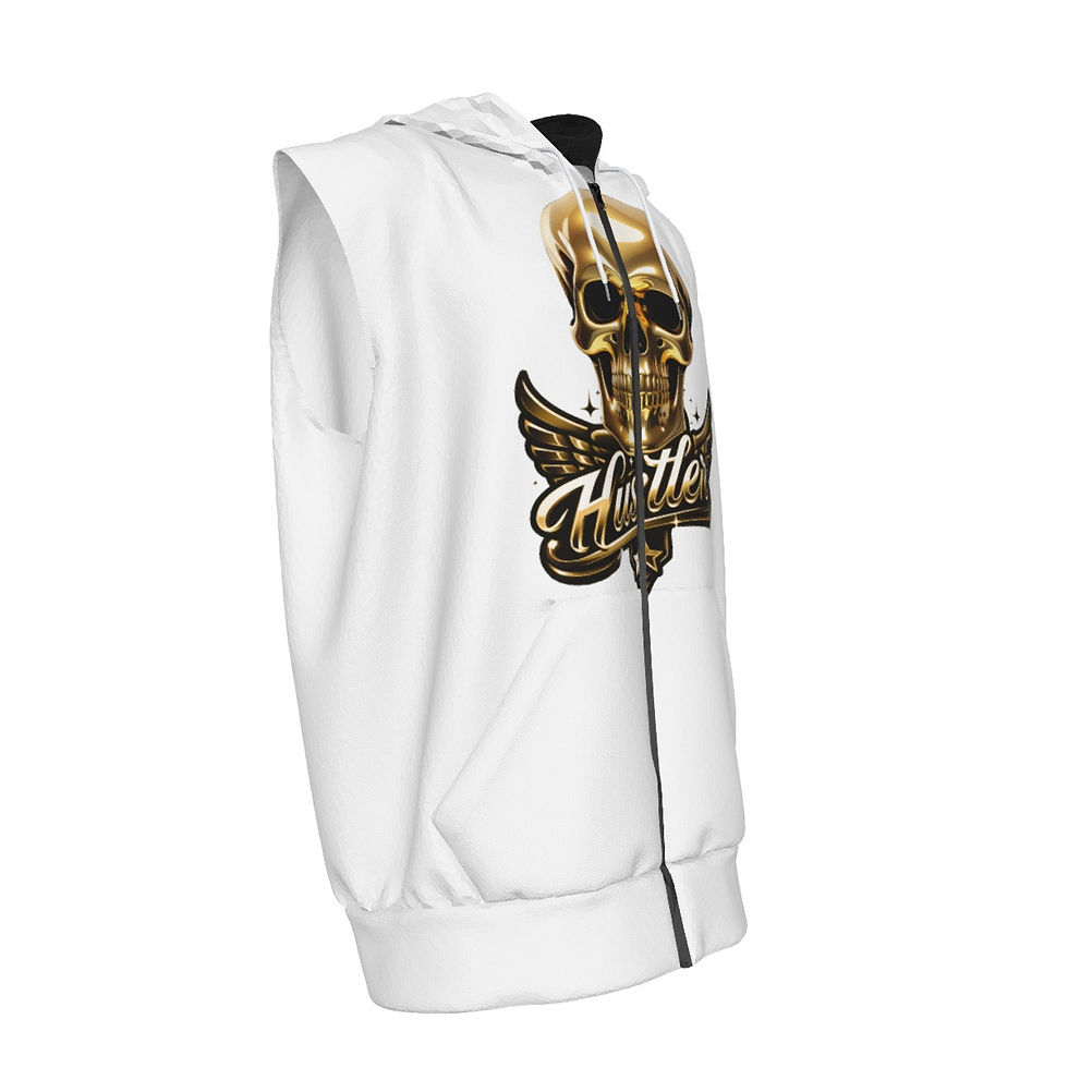Thumbnail: Golden Hustler Men's Zipper-Up Sleeveless Hoodie