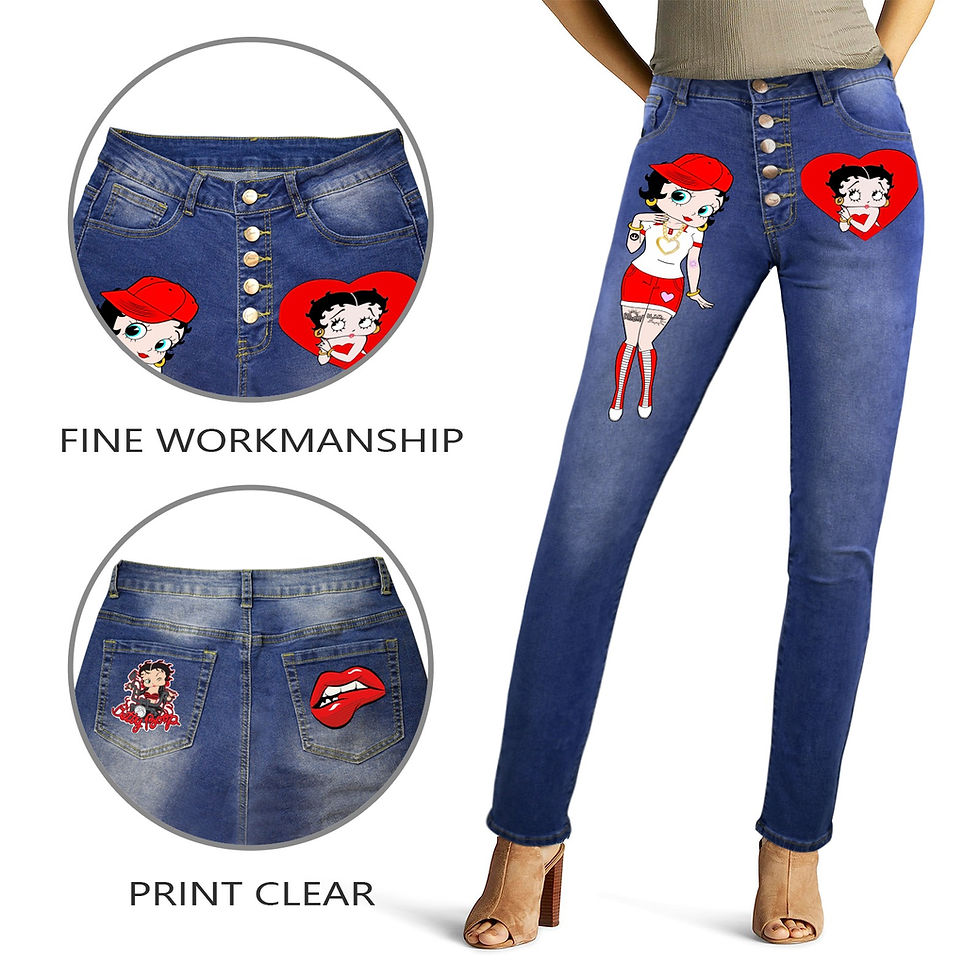Thumbnail: Betty Boop Jean's Women's Jeans (Front&Back Printing)