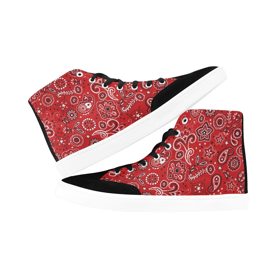 Thumbnail: Red Paisley Herdsman High Top Shoes for Men (Model 038)
