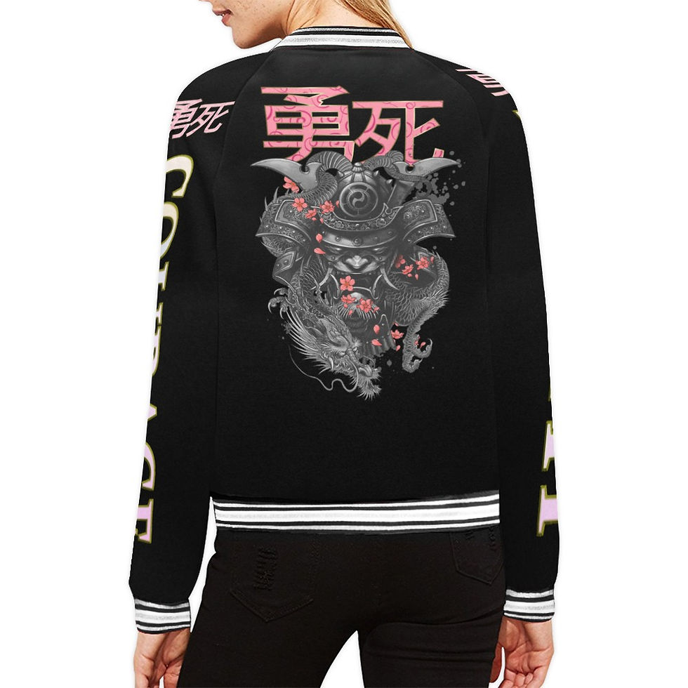 Thumbnail: DEATH AND COURAGE All Over Print Bomber Jacket for Women (Model H21)