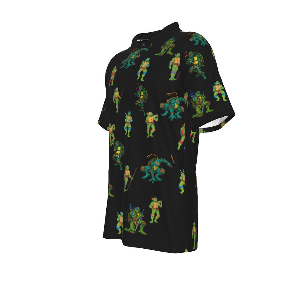 Thumbnail: Turtles Men's Short Sleeve Polo Shirt With Button Closure