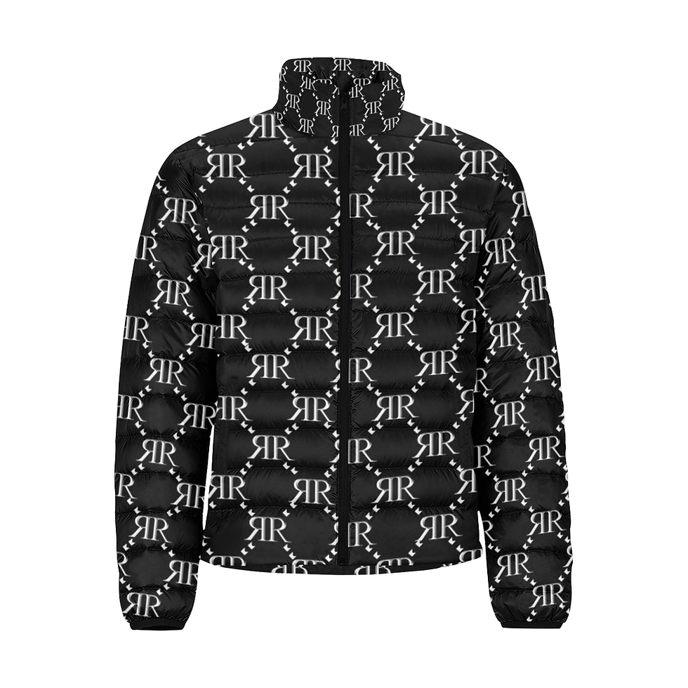 Thumbnail: Rivera Royale Bevel on Black Men's Stand Collar Padded Jacket (Model H41)