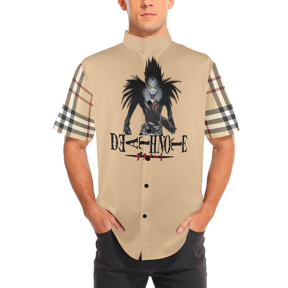 Buryrreb Deathnote Men's Stand-Up Collar Short Sleeve Shirt