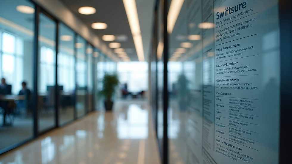 Eye-level view of a modern insurance office with advanced technology