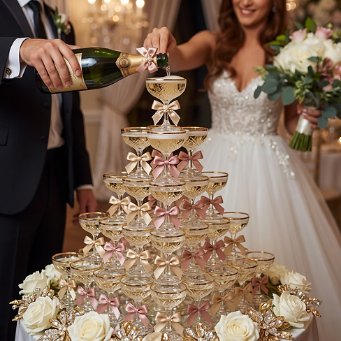 Champagne Tower Pink Bows