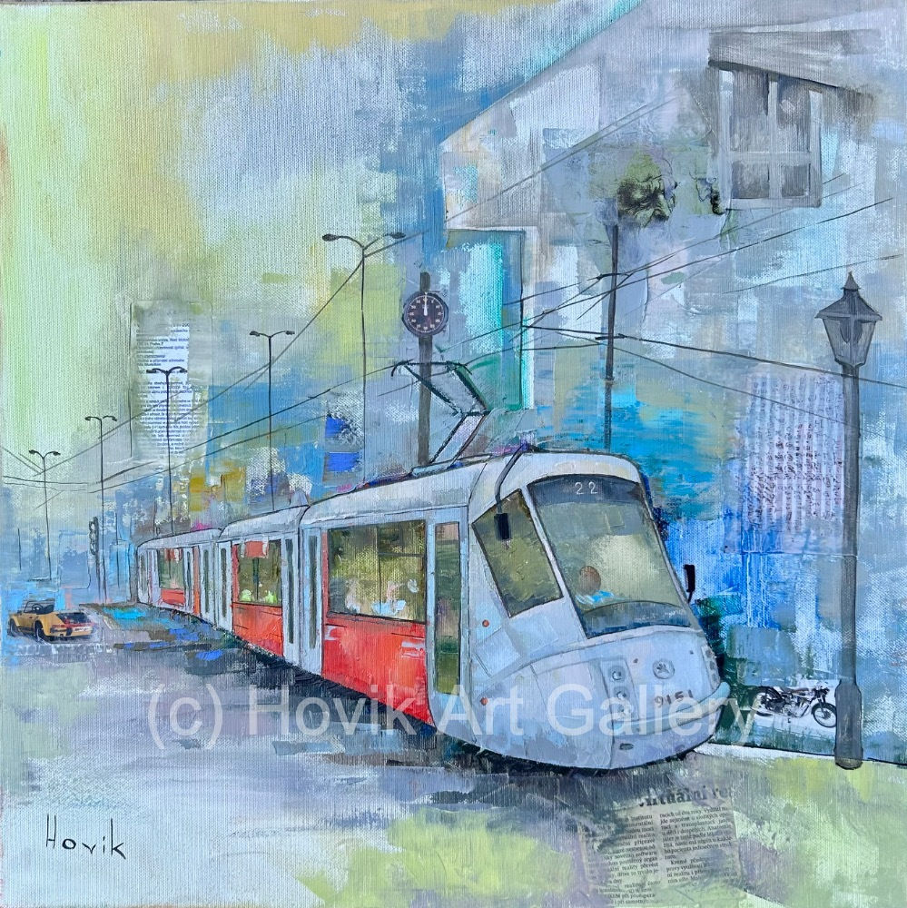 New Tram in Prague 50x50 cm
