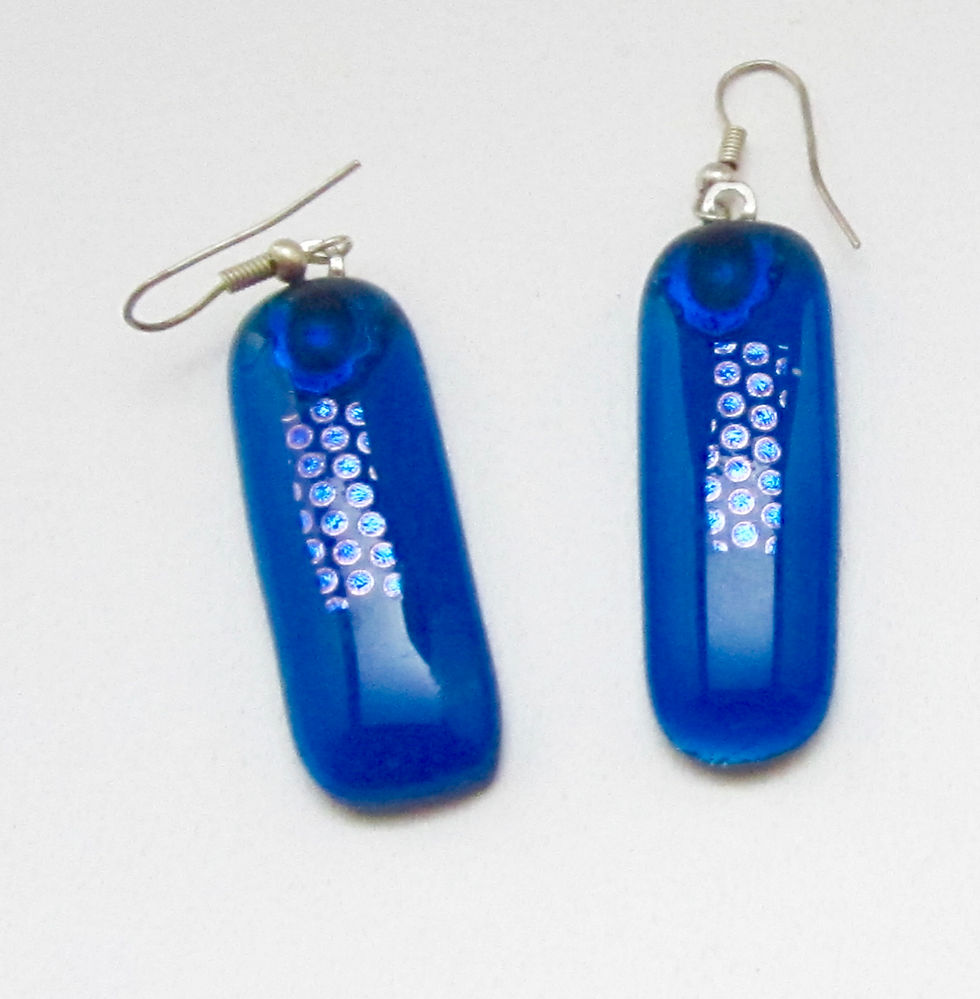 Blue dichroic glass earrings