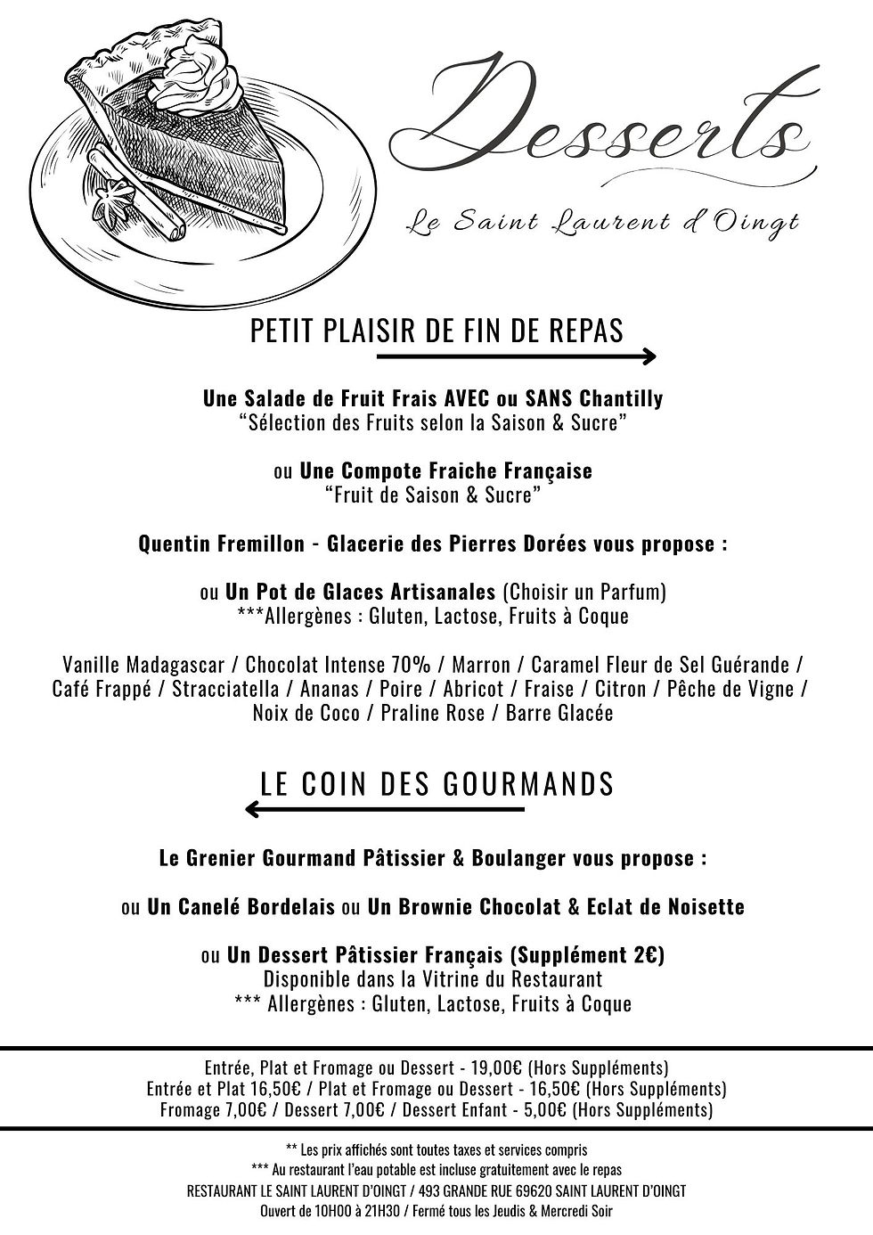 CARTE DESSERT