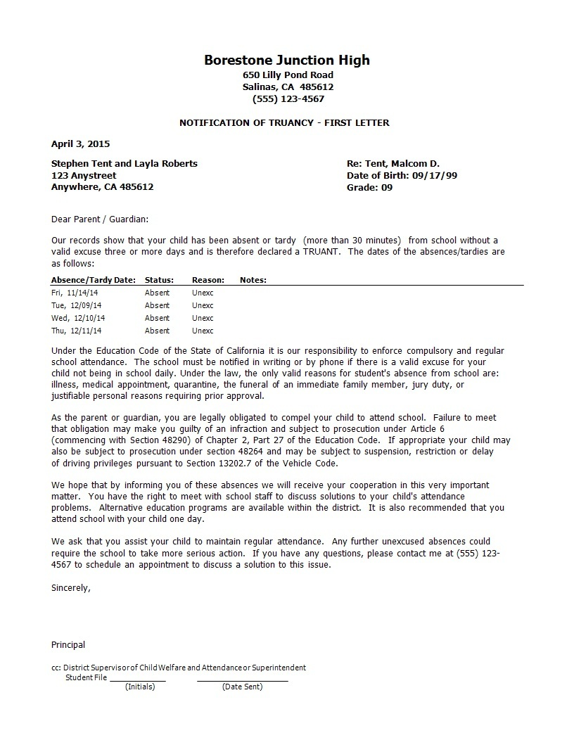 SARB Truancy Letters