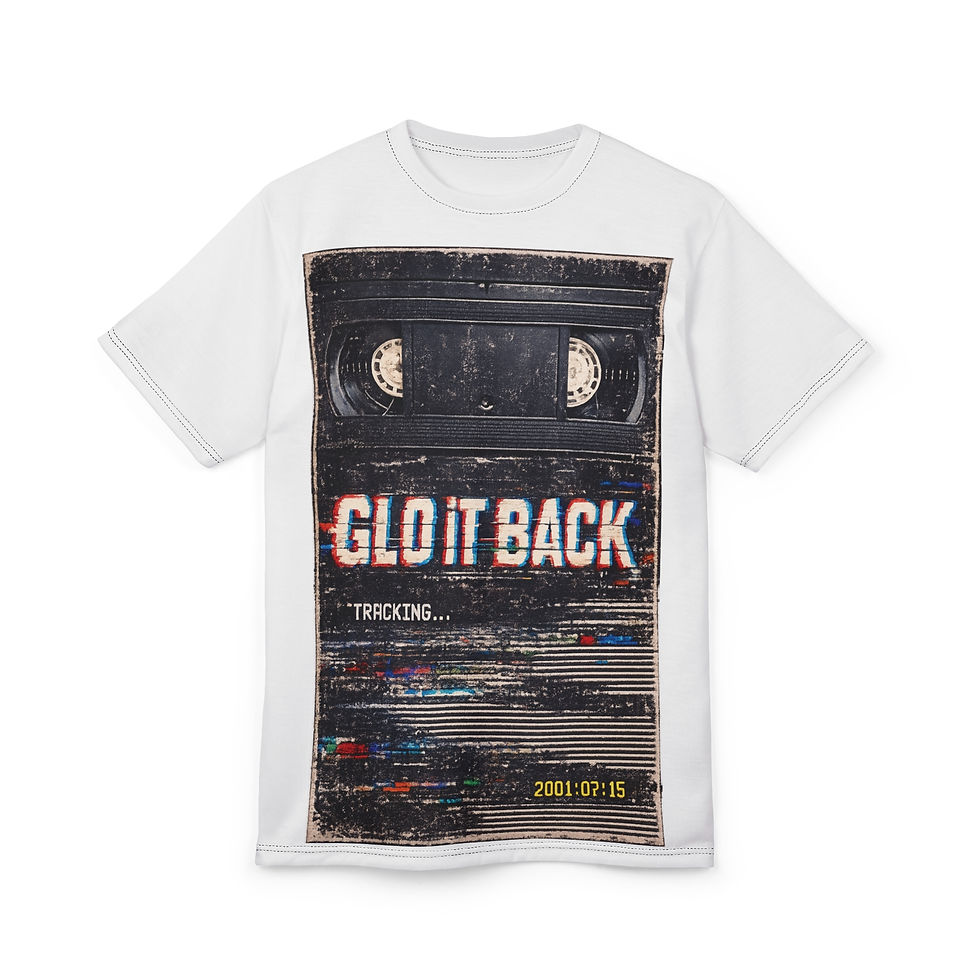 Thumbnail: Glo It Back's TVHS / TV Static Glitch Tee White