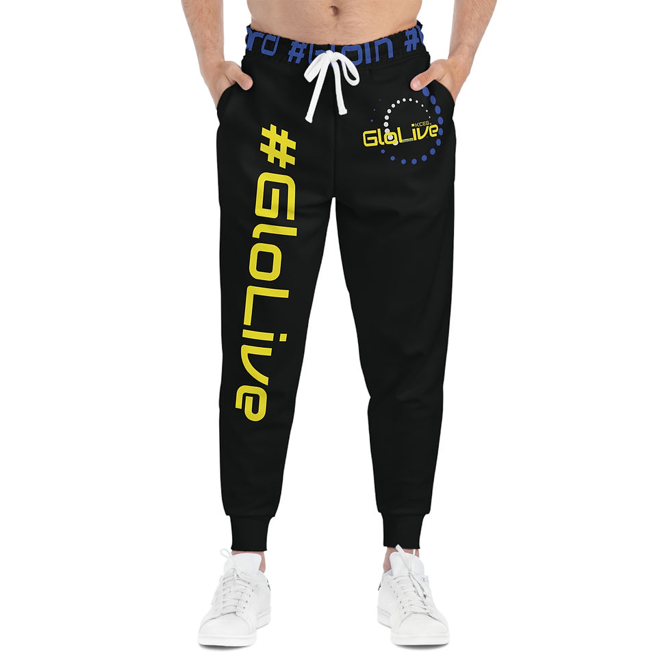 Thumbnail: Black/Yellow/Blue Athletic Joggers (AOP)