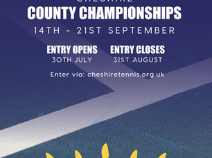 Entries Open on 30th July for 2025 Cheshire County Championships