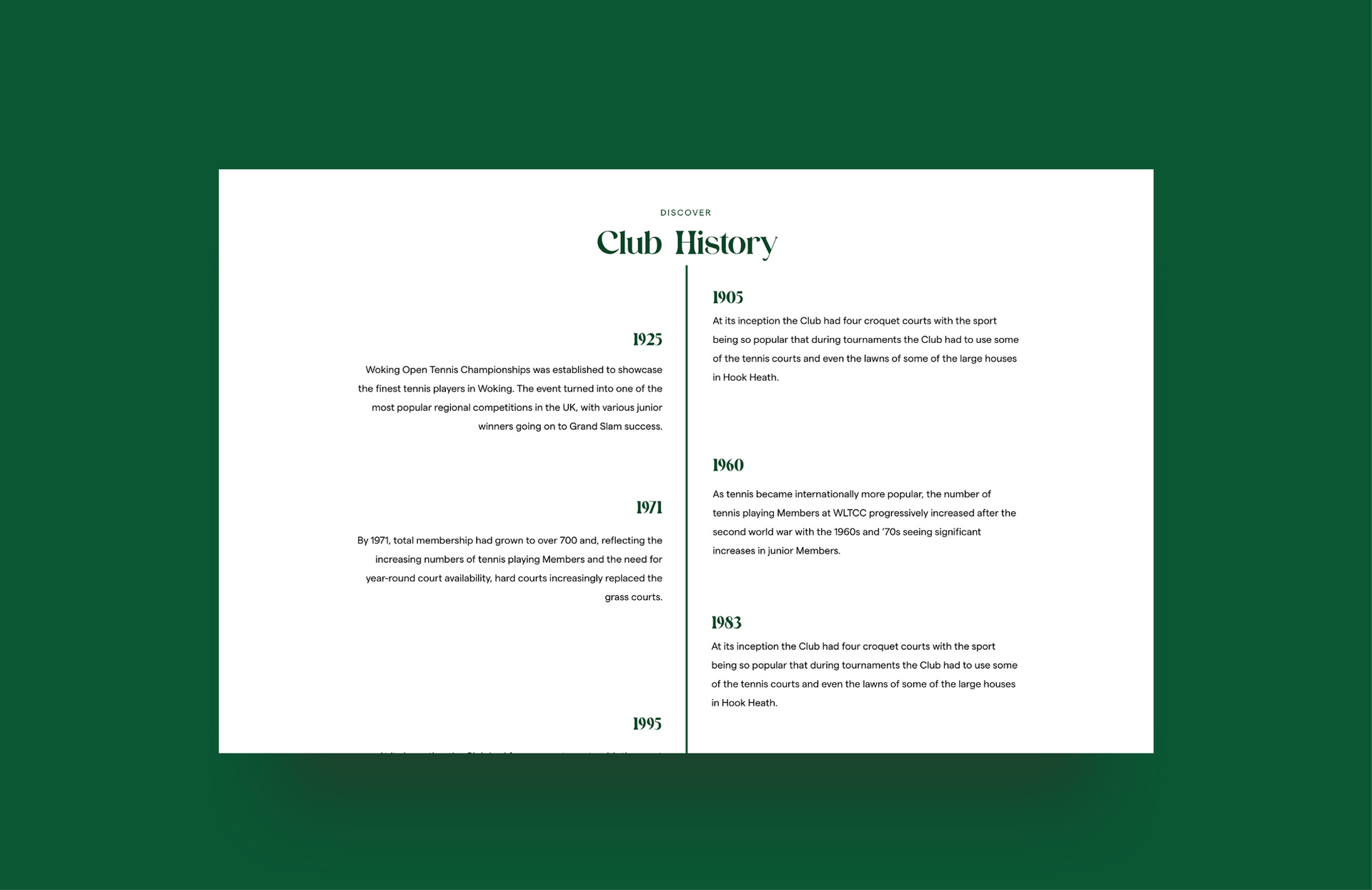 Woking LT&CC brand and website design by Wood & Ham, combining heritage-inspired visuals with a modern, inclusive digital experience.