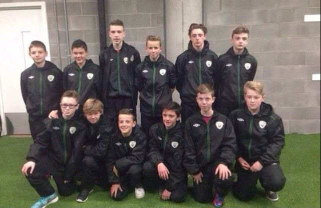  Raheny under-14s ball boys at the FAI Cup Final, Derry City vs St Patrick’s Athletic, November 2014. Thomas Macken is bottom left. 