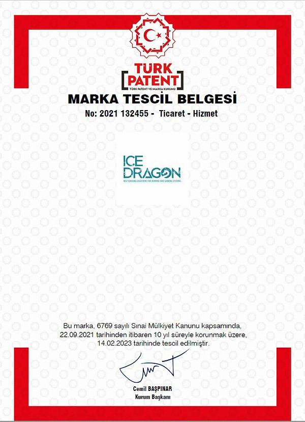 Ice Dragon tescil belgesi