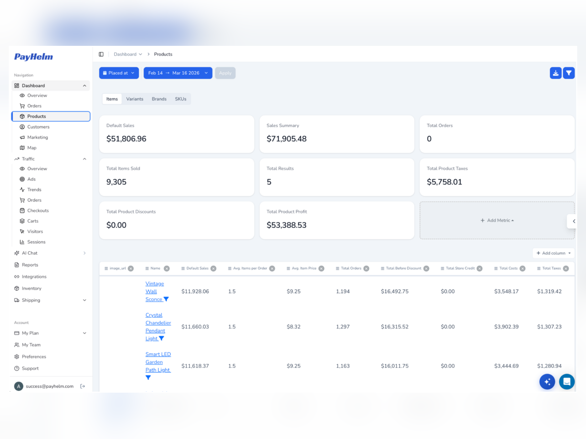 PayHelm: Analytics-First AI mobile preview — app on the Wix App Market