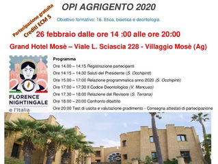 ASSEMBLEA ISCRITTI OPI AGRIGENTO 2020 - Partecipazione Gratuita Cred. Ecm 5