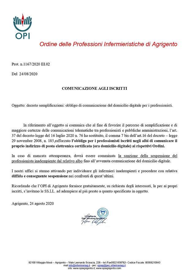 Oggetto: decreto semplificazioni: obbligo di comunicazione ...