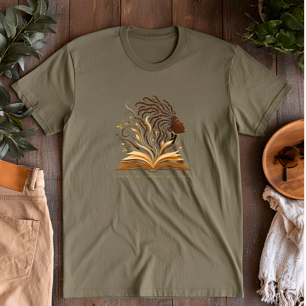 Thumbnail: Open Book with Woman's Profile Tee | Literary Afro Hair Illustration