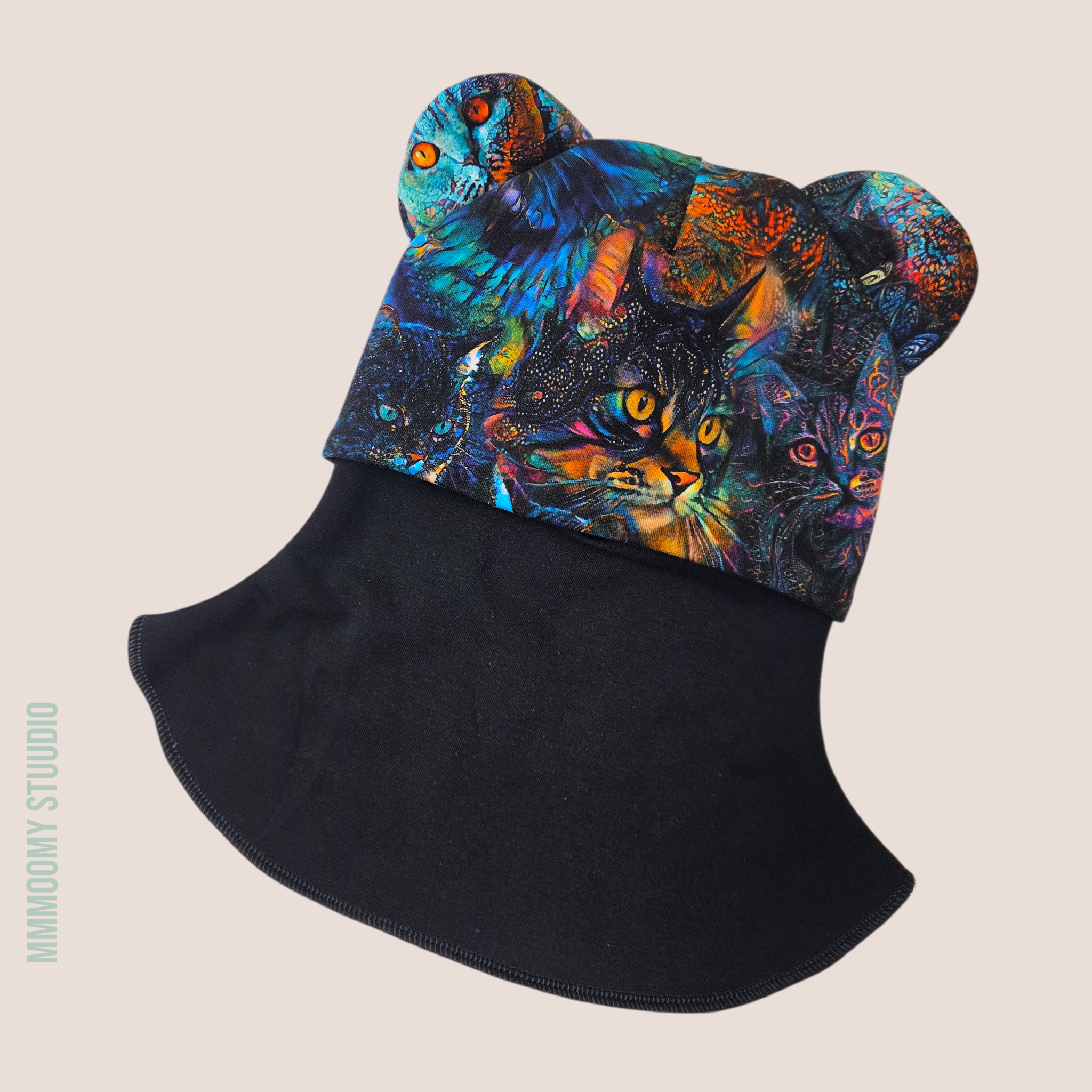 Fliisiga tuukrimüts "Kass/must"