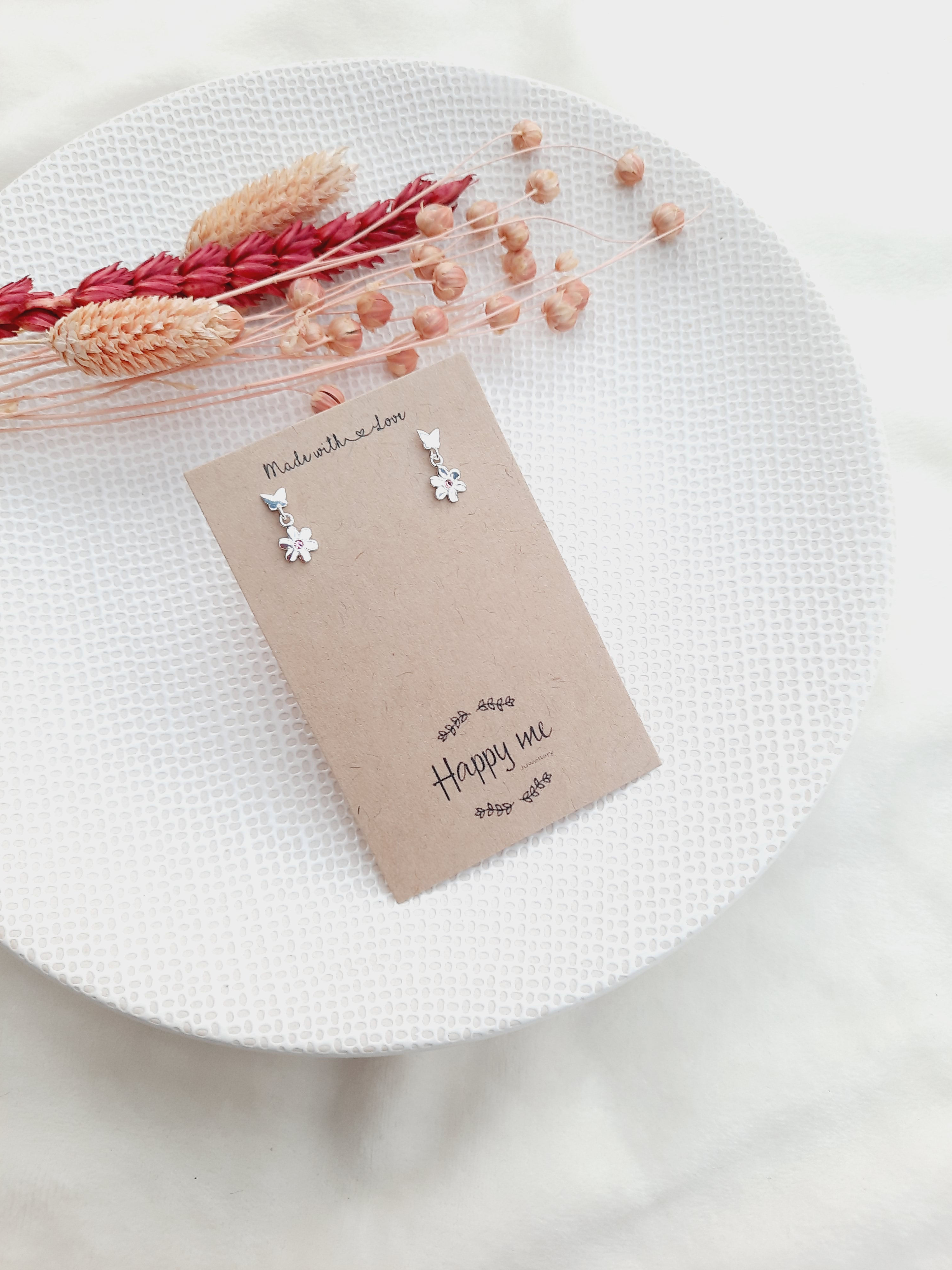 " Vlinder bloem zilver"